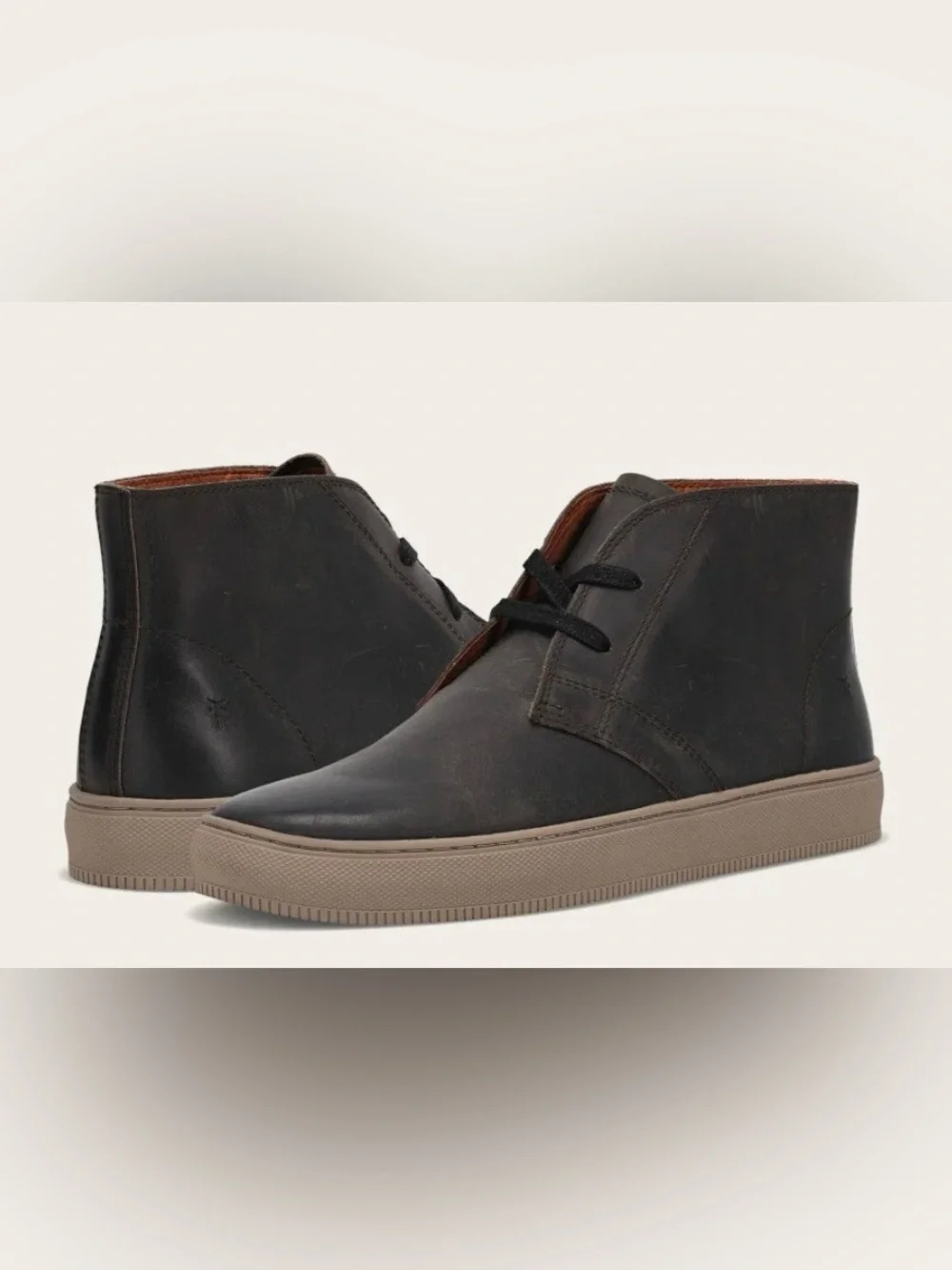 New Men's Antiqued Black Leather Astor Chukka Sneakers Size 8.5